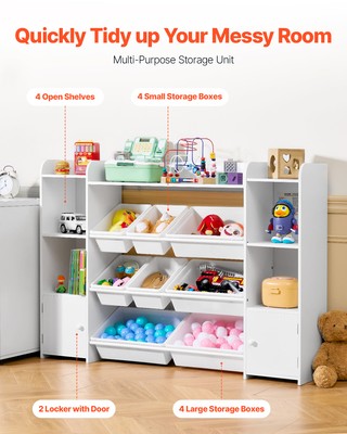 Uimoso 4-Tier Large Kids Toy Storage and Bookshelf with Plastic