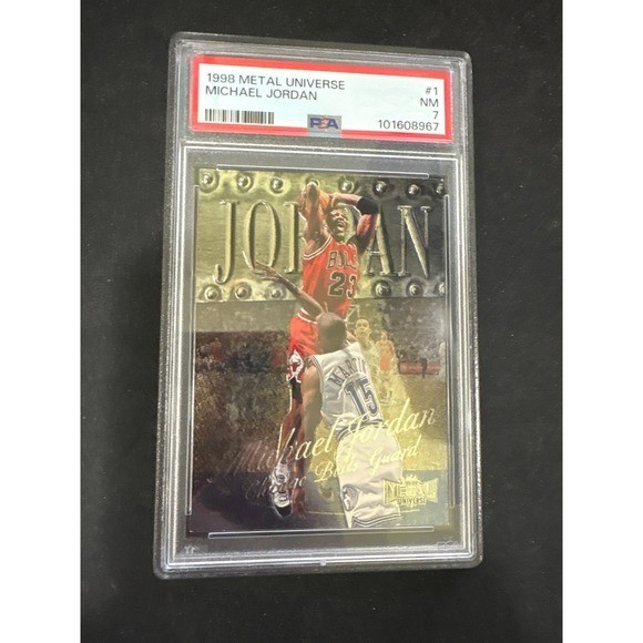 PSA 7 NM Michael Jordan 1998 Metal Universe Chicago Bulls Card #1