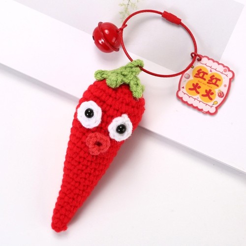 Adorable Crochet Garlic/Cabbage/Scallion/Chili Keychain Bag Charm for Students - Picture 12 of 32
