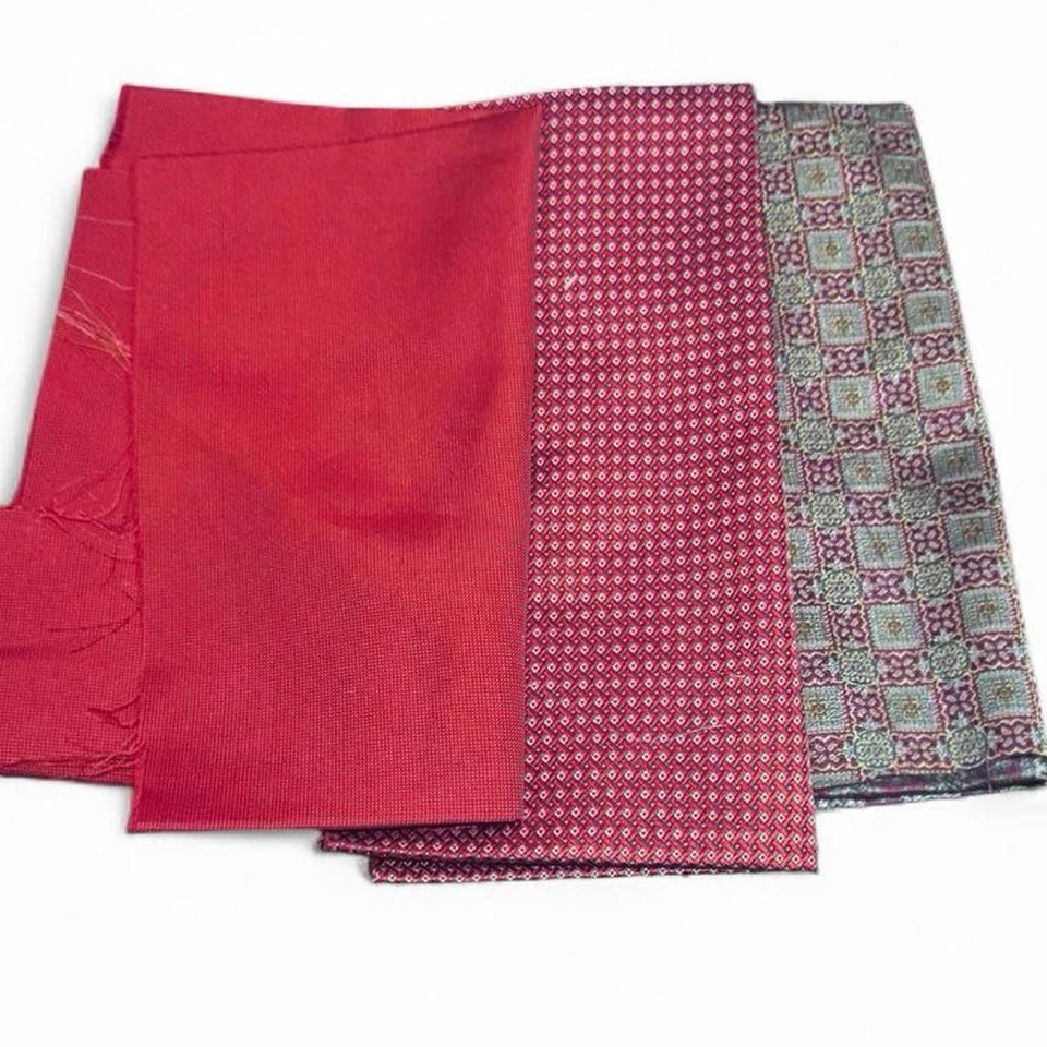 Lote de 8 piezas de tela de seda 100 % italiana pastel rojo remanente costura hágalo usted mismo Foto 2 de 4