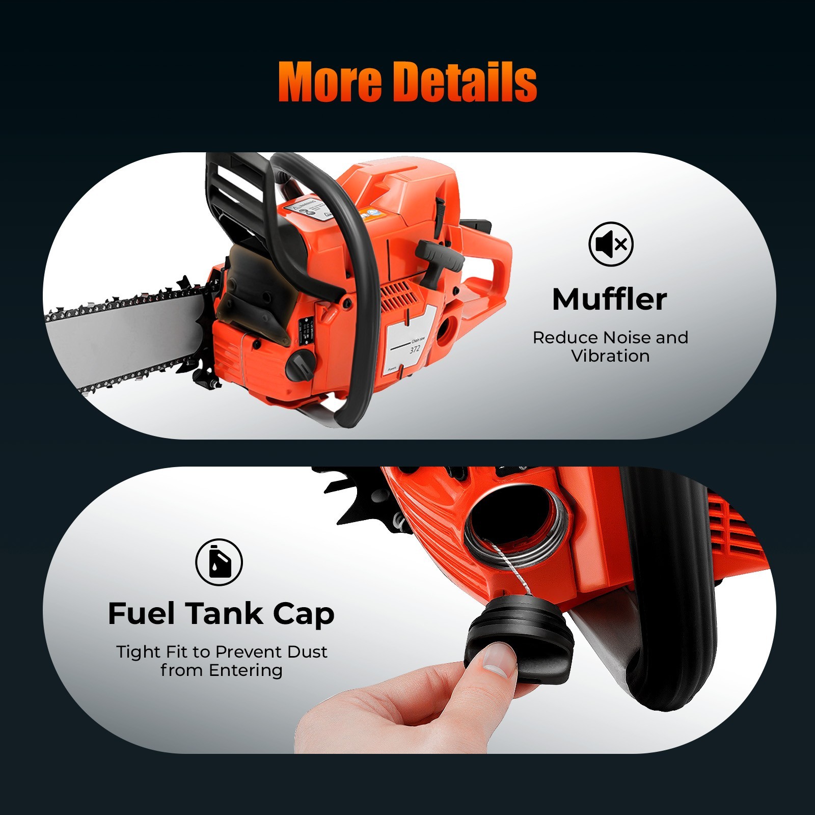 71CC 28" Gasoline Chainsaw Cordless Power Chain Saw Wood Cutting 2-Stroke Engine