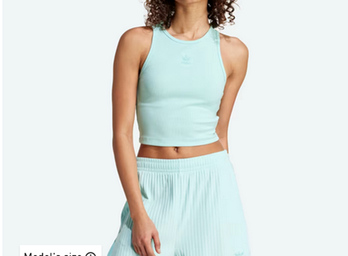 Adidas Originals Ribbed Tank Top Womens Size M L Aqua Blue