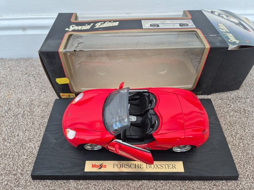 1/18 Maisto - Porsche Boxster Rojo Edición Especial Modelo Fundido Coche Nuevo - Imagen 3 de 7
