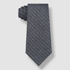Dkny Men's Gray Herringbone Stripe Slim Silk Neck-Tie Size 59 x 2.875