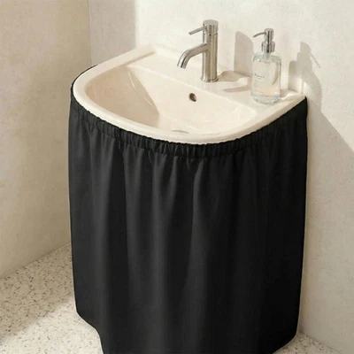 Removable Under Sink Curtain Self Adhesive Under Sink Cover Laundry Room - Image 1 of 4