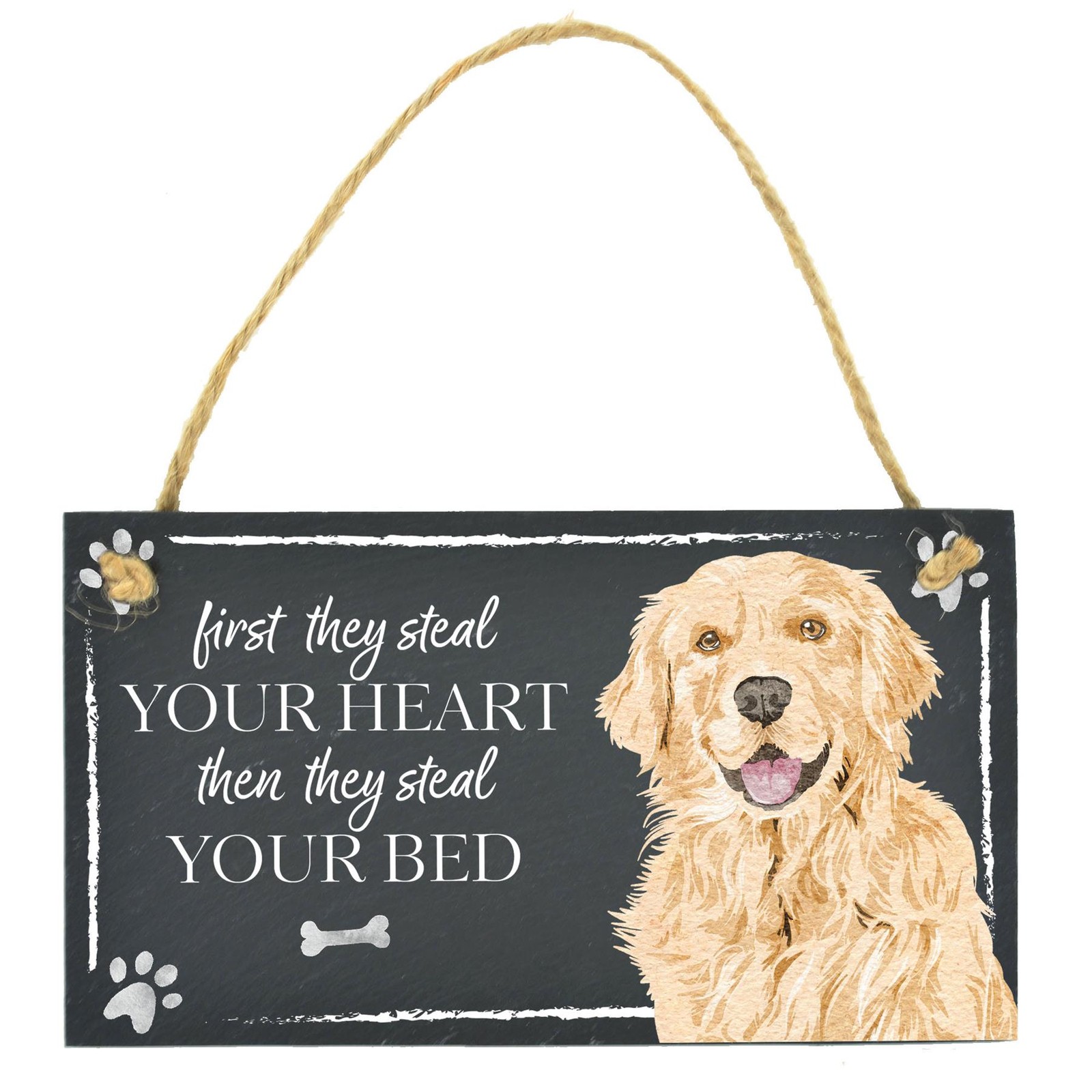 Golden Retriever Dog Decorative Gift Dog Lover Slate Rectangle Hanging Plaque