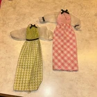 MATTEL VTG  1972 QUICK CURL BARBIE #4220 & QUICK CURL KELLEY #4221 DRESS PINK GR