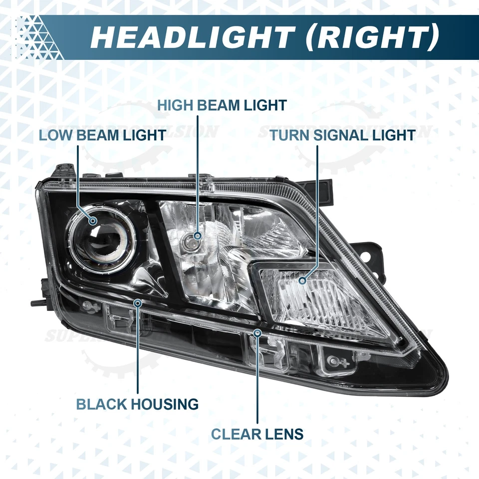 Par de faros halógenos negros diestros+derechos para Ford Fusion 2010 2011 2012 Foto 2 de 4