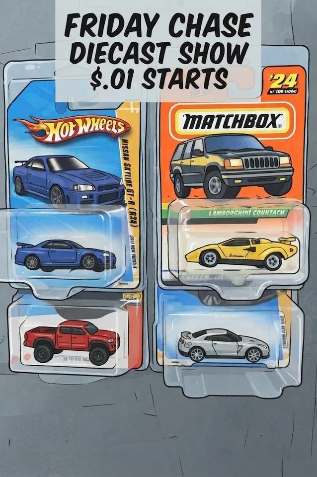 Friday Night Chase Hotwheels show $.01 Starts! Free NFT say whaaaat!!