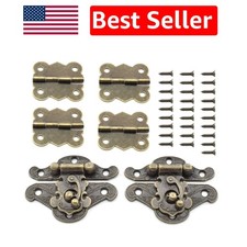 Mini Antique Brass Latch and Hinge Set for Jewelry Boxes - Easy Installation Kit