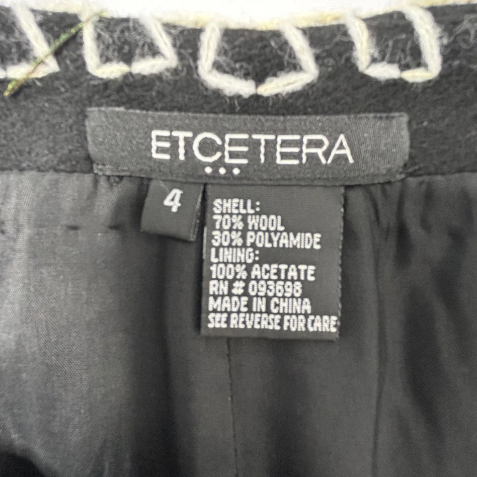 Falda para mujer Etcetera negra mezcla de lana línea A ribete de ganchillo talla 4 Foto 4 de 4