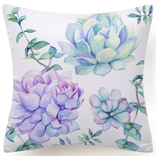 PILLOW COVER Cactus Floral Decorative Pink White Green Plant Cushion Case 18x18" - Picture 34 of 37