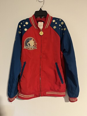 Disney Captain Marvel Jacket Youth Sz 7/8 Red Blue Applique Avengers AA1 
