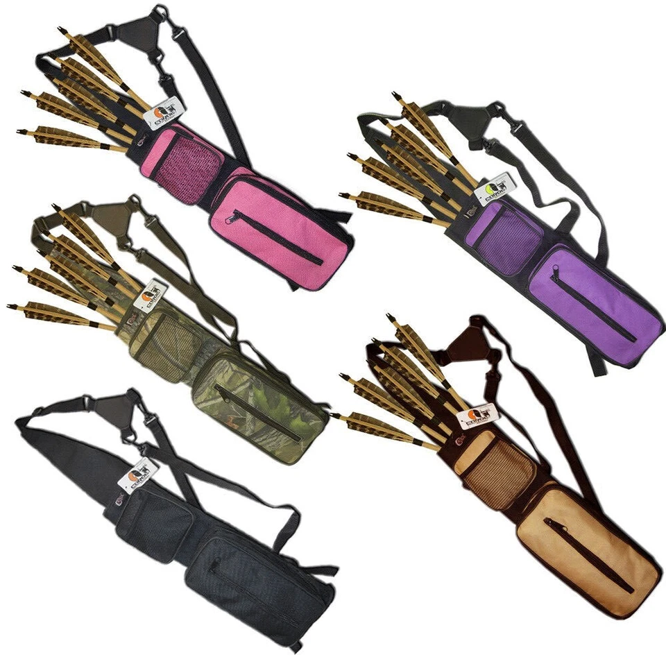 EXPANDABLE DOUBLE ZIPPER POCKET RECURVE/LONGBOW SHOULDER BACK ARROW QUIVER BAG - Image 3 of 4