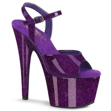 7" Purple Glitter Platform 70s Disco Stripper Pole Gogo Dancer High Heels Shoes