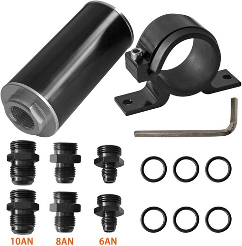 High Flow Universal Inline Fuel Filter 100 Micron Cleanable AN6 AN8 AN10 Adapter - Bild 2 von 8