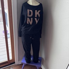 DKNY Black Sweatshirt and Pants Set size xs