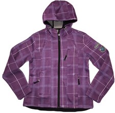 Killtec Womens Ski Jacket Bonded Fleece Purple Plaid 12 Mountain Explorer Hooded