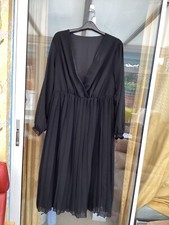 Surplice Neck Lantern Sleeve Pleated Hem Dress size 16