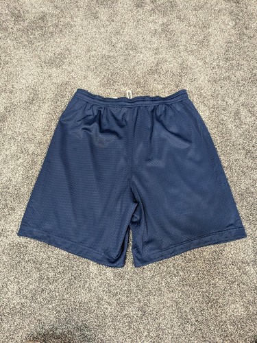 90s VTG NIKE NYLON Silky MESH Youth M Shorts Navy Blue Team Basketball Y2K - Picture 8 of 9