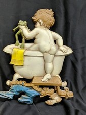 Vintage Sexton 1970 Boy With Frog Claw Tub Metal Wall Decor MADE IN USA