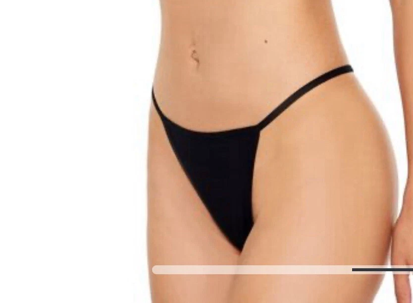 Forever 21 intimates bra + thongs cotton blend triangle string black size M NWT - Image 4 of 4