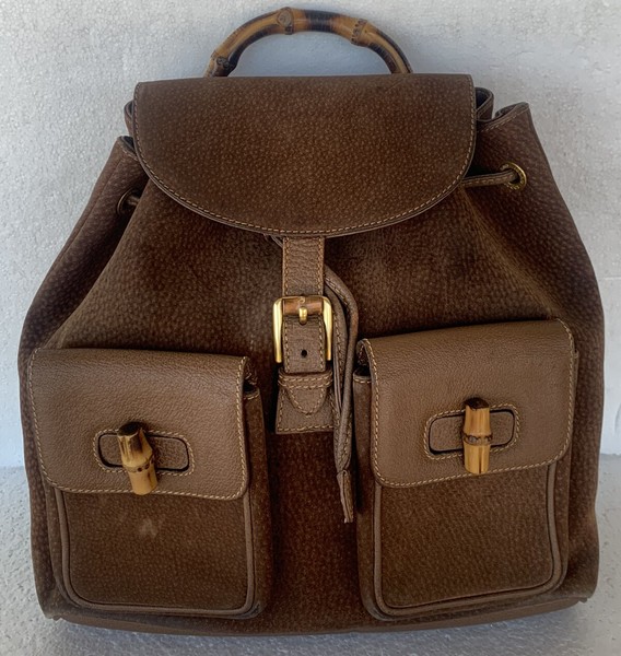 Authentic Gucci backpack 🎒 Bamboo Brown Suede Leather