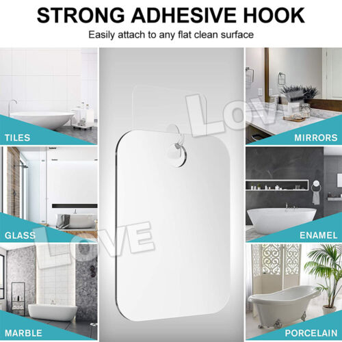 Mirror Bathroom Shower Fogless Shaving PC Lens Anti-Fog Free Wall Hook - Picture 5 of 13