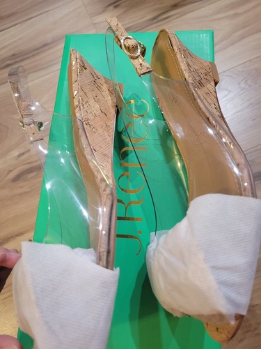 J Renee Clear Vinyl Slingback Heels Size 9 M - Picture 3 of 8