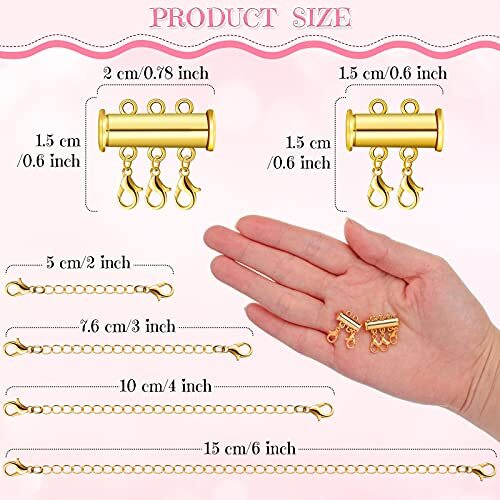 12 Pieces Necklace Layering Clasp Necklace Connector Slide Clasp Gold, Silver - Picture 2 of 7