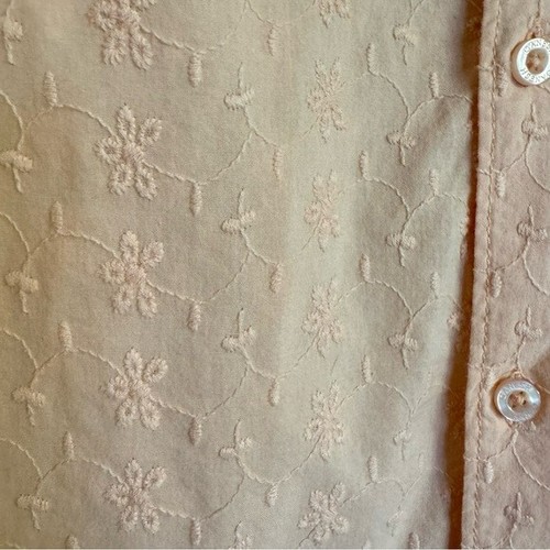 Ganesh Cotton Mens Peach Floral Embroidered Button Up Shirt Size S Small EUC - Picture 6 of 15