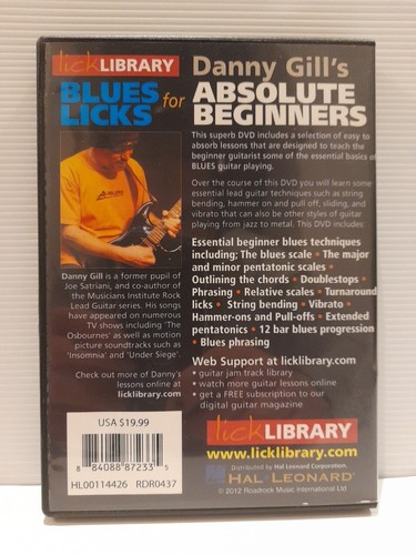 Danny Gill's Blues Licks For Absolute Beginners (DVD 2012) Region 1 Hal Leonard - Picture 2 of 5