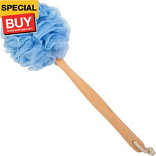 Loofah Back Scrubber for Shower, Wooden Long Handle Bath Sponge Lufa Shower Brus