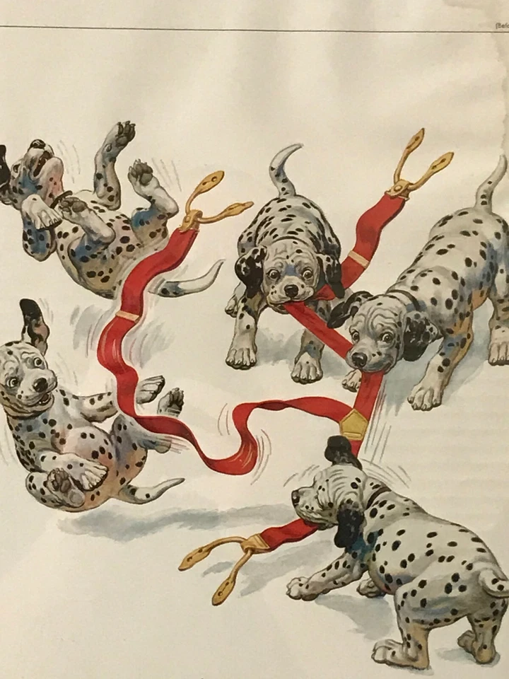 REPRODUCTION FRAMED TEXACO FIRE CHIEF PUPS DALMATIAN DOGS PUPPIES FIREMEN - Image 3 of 3