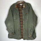 Vintage Carhartt Green Flannel Lined Snap Button Up Canvas Shirt Size XL Grunge