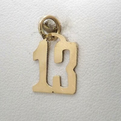14k Gold Lucky 13 Thirteen Number Charm Pendant Jersey Birthday Vintage