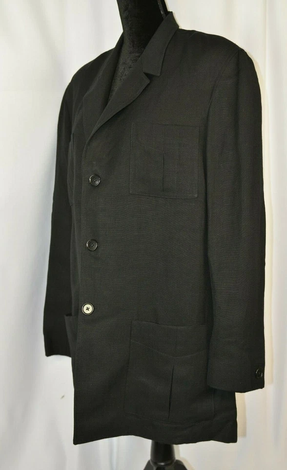 Blazer Ralph Lauren Collection Para Mujer Talla 12 Lino Negro EE. UU. Informal 3 Botones  Foto 3 de 4