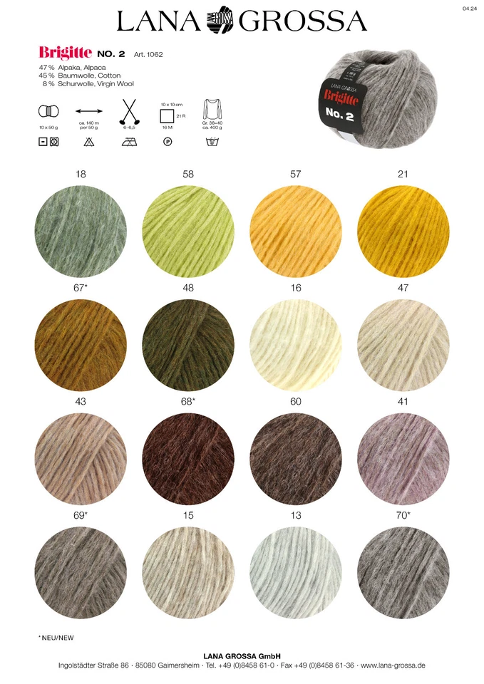 (170 €/kg): 50 g LG BRIGITTE NO. 2,  mit Alpaka, Wolle und Baumw, Fb. 036 # 7323 - Bild 3 von 4