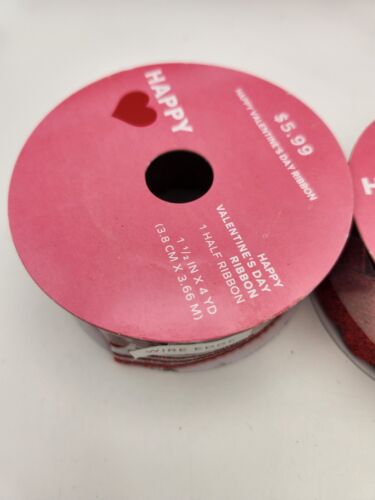 Mixed Lot 5 spools Craft Ribbon Red Valentine's Day Heart Theme New Wire Edge ❤️ - Picture 7 of 7
