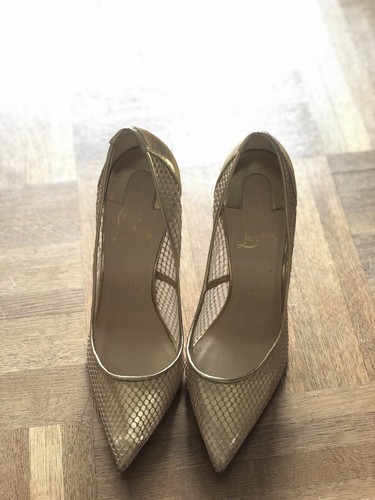 Métallisé Follies En 120 Cuir Louboutin Escarpins Christian Brodés Resille S6x0nqw