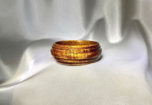 Premium Hawaiian Curly Koa Wood Stacked Ridged Bracelet 7" 23mm MADE IN HAWAII - Picture 3 of 5