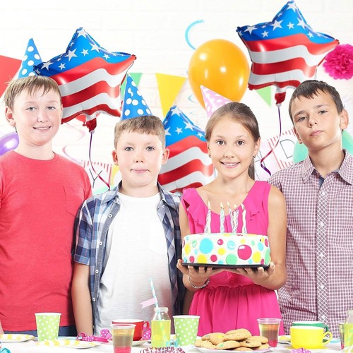 Set of 10 Star Balloons 4th of July Balloon USA American Flag Foil Balloons - Picture 6 of 6