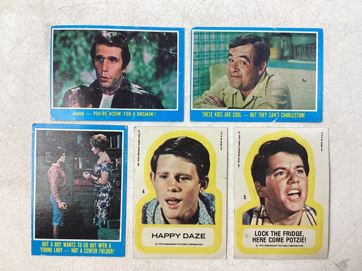 Vintage 1976 Happy Days Trading Cards and Stickers - Lot of 5 | eBay