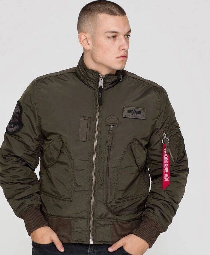 Chaqueta de motor Alpha Industries para hombre caqui