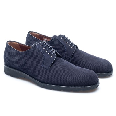 A. Testoni Derby Casual Velvet Suede Shoes UK:6.5 US:7.5 EU:40.5 Blue Navy Black