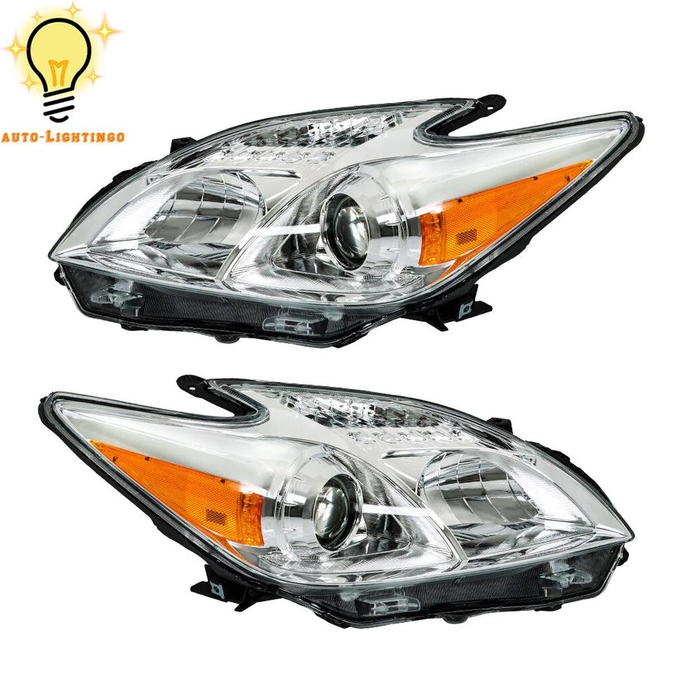 For 2012 2013 2014 2015 Toyota Prius Headlights Halogen Left+Right Side Chrome - Imagem 4 de 4