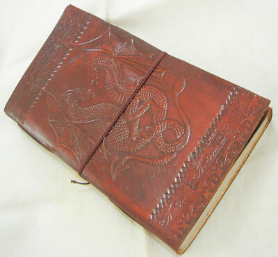 Handmade Journal Leather Diary for Men Women DOUBLE DRAGON Embossed Notebook 5X9
