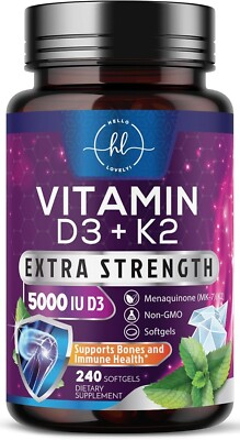 #ad Vitamin D3 5000 IU with K2 100mcg Complex Softgels Bone Teeth amp; Immune Support $19.82