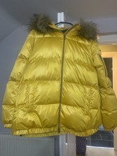 Geox Womens Hooded Padded Coat Uk 12 Medium Gold/amber