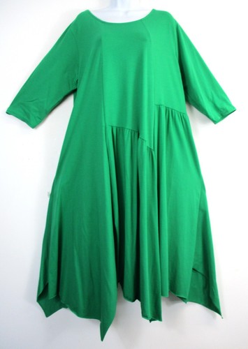Ladies Lagenlook 95% Soft Slinky Cotton Asymmetric Hem Dress One Size:Plus 18-22 - Picture 43 of 50